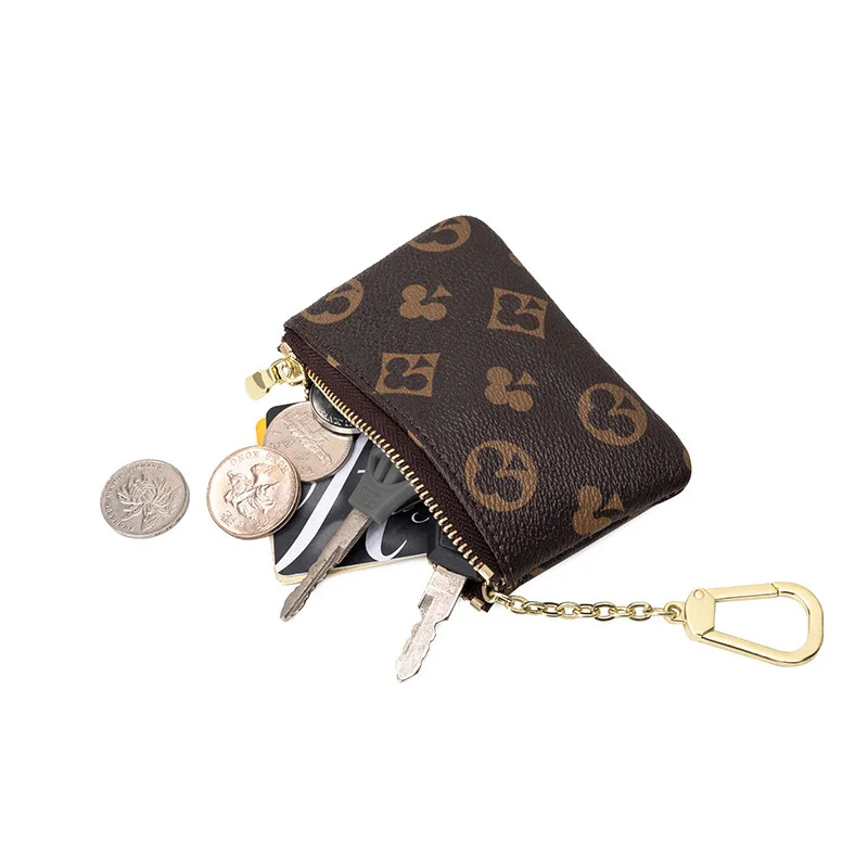 

Wholesale women brand designer mini coin purse keychain ladies vintage wallet monogram money bag luxury pu leather key pouch, Customized