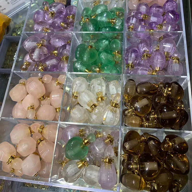 
New Design Healing Quartz Crystal Perfume Bottles Pendant For Necklace 