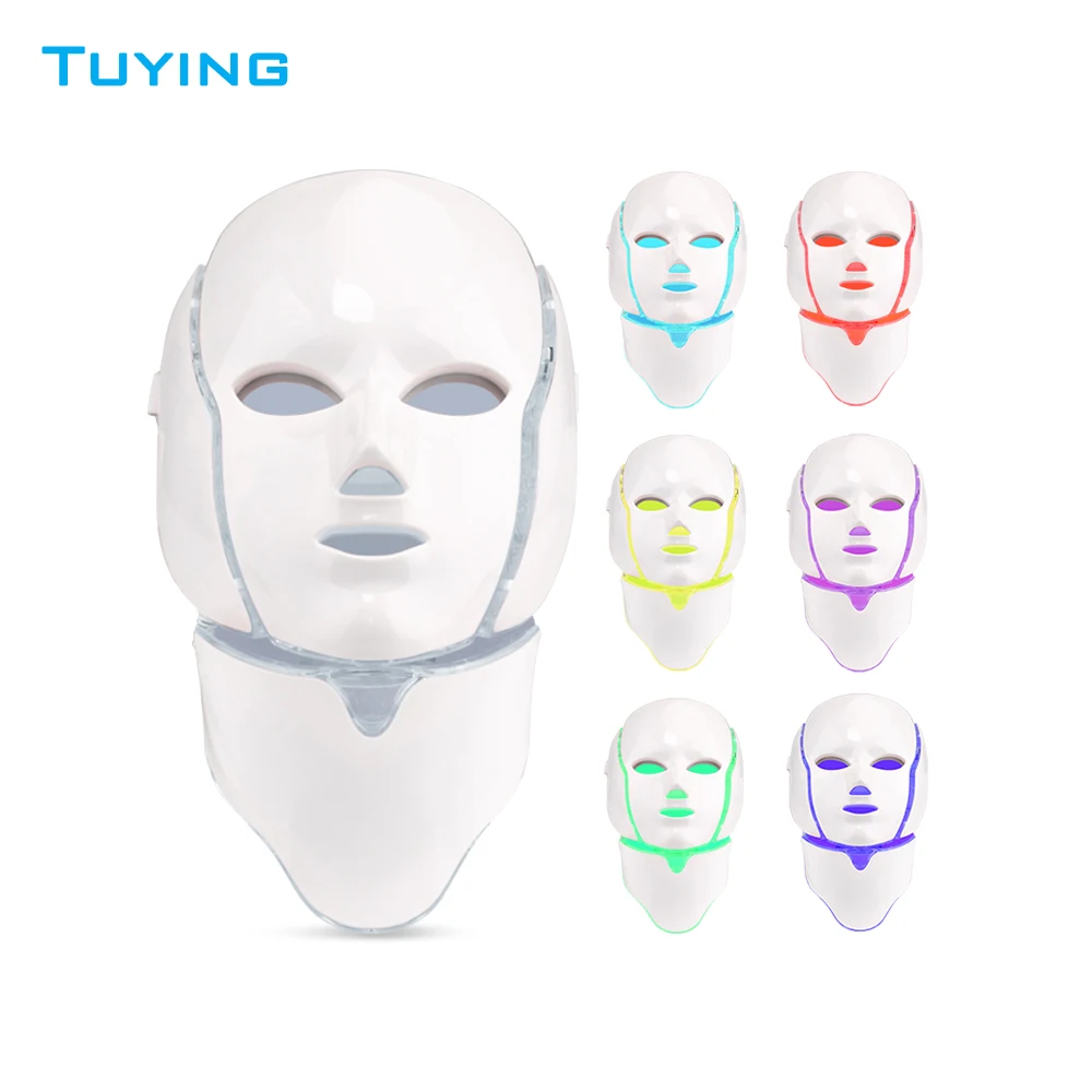 

7 colors PDT photon therapy wrinkle removal facial led mask skin, White