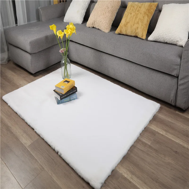 3ft X 5ft Shaggy White Rabbit Faux Fur Rug Ali Baba Rectangle