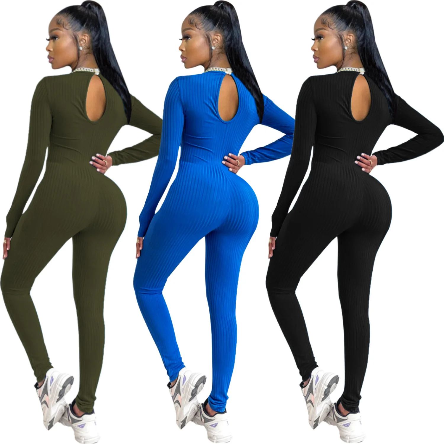 

YH-5245 Sexy Leaky Belly Button Women's Pleated women jumpsuit skinny leg