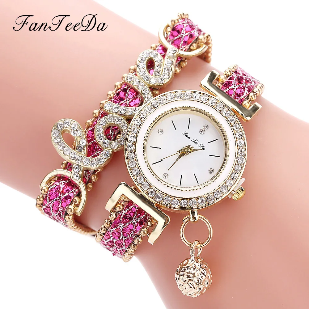 

Korean students LOVE fashion with the letter LOVE full diamond fashion watch women's pendant watch niche