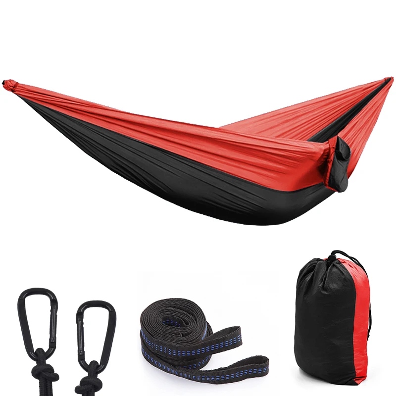 

Outdoor nylon hammock parachute cloth camping swing hammock Single double ring strap hammock, Multiple colors