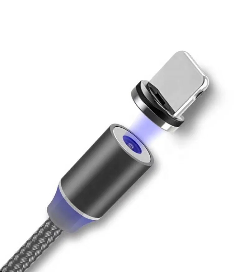3 In 1 Magnetic Charging Braided Cable Multi Mobile Phone Charger LED light data cable magnetic