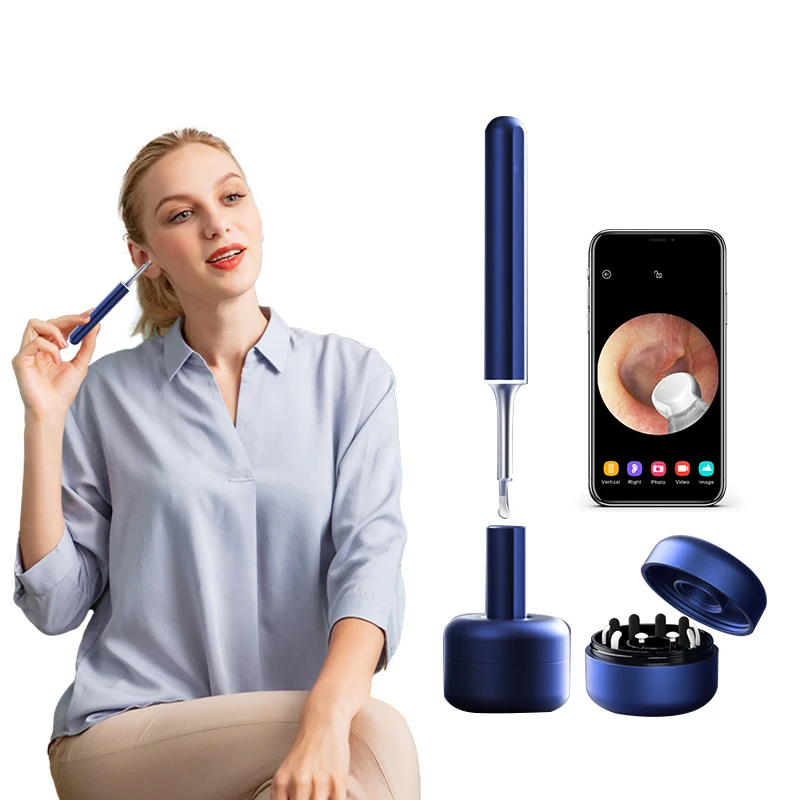 

350mAh lithium battery bebird X17 pro smart ear wax removal wireless otoscope 3 megapixels earpick tool kit wifi 3 in 1, Black, blue, gold