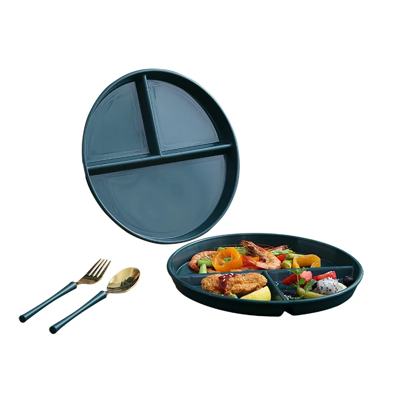 

Hot selling compartmentalized fat-reduced dinner plate household breakfast tableware children's three-compartment plate