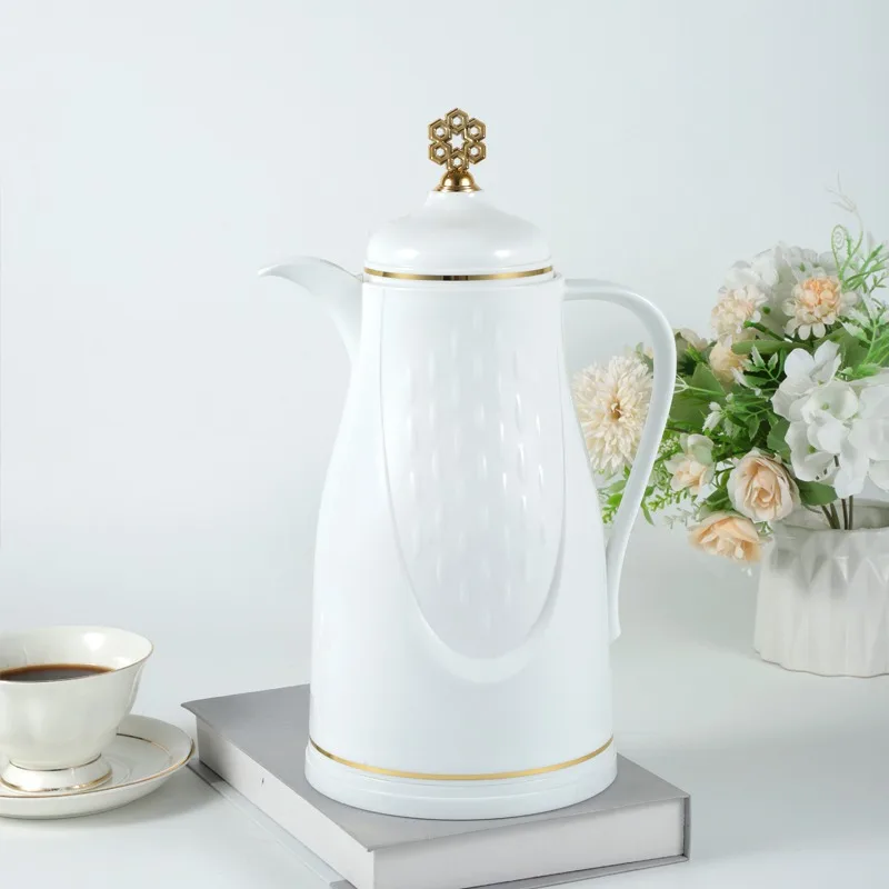 SUNLIFE Vacuum Flask 1000ml Arabian Coffee Pot High Quality White Glass Refill thermal insulated