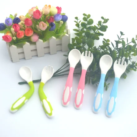 

Ready To Ship Hot Selling Baby PP TPE Silicone Spoon And Fork Kits