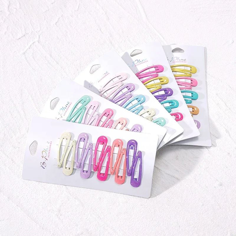 

New Hot Sales Women Candy Color Metal Hollow Hairpins Tin Foil Sequins metal Hair Clip