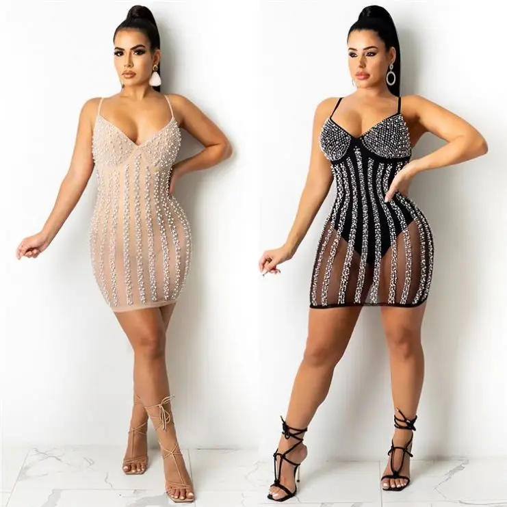 

High Quality 2021 Newest Design Ladies Rhinestone Party Club Dress Stylish Sexy Dress Elegant Women Dress