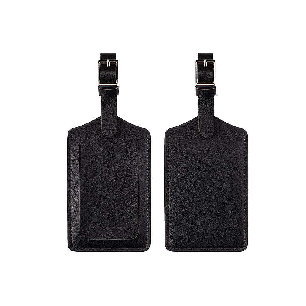 

Black vegan leather trip luggage tag