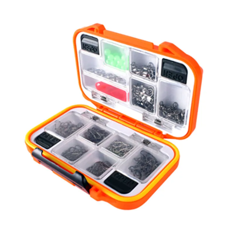 

191 Pcs/box Fishing Swivels Connectors Snap Clip Treble Hooks With Box Fishing Tackle Tool Set, Orange