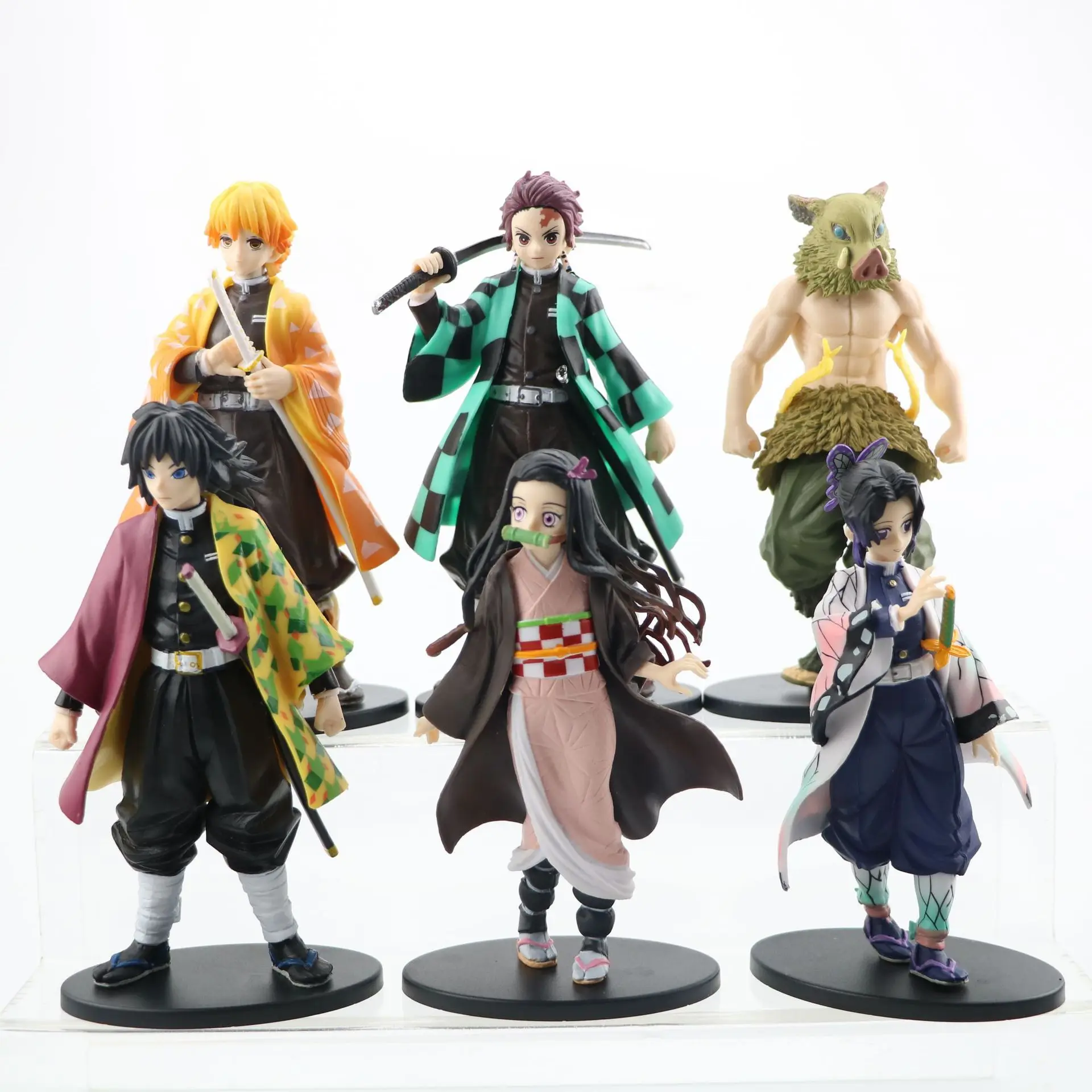 

6pcs/set Demon Slayer Kimetsu No Yaiba Nezuko Zenitsu Tanjirou Giyuu Inosuke Kyoujurou Action Figure Model Cake Figurine