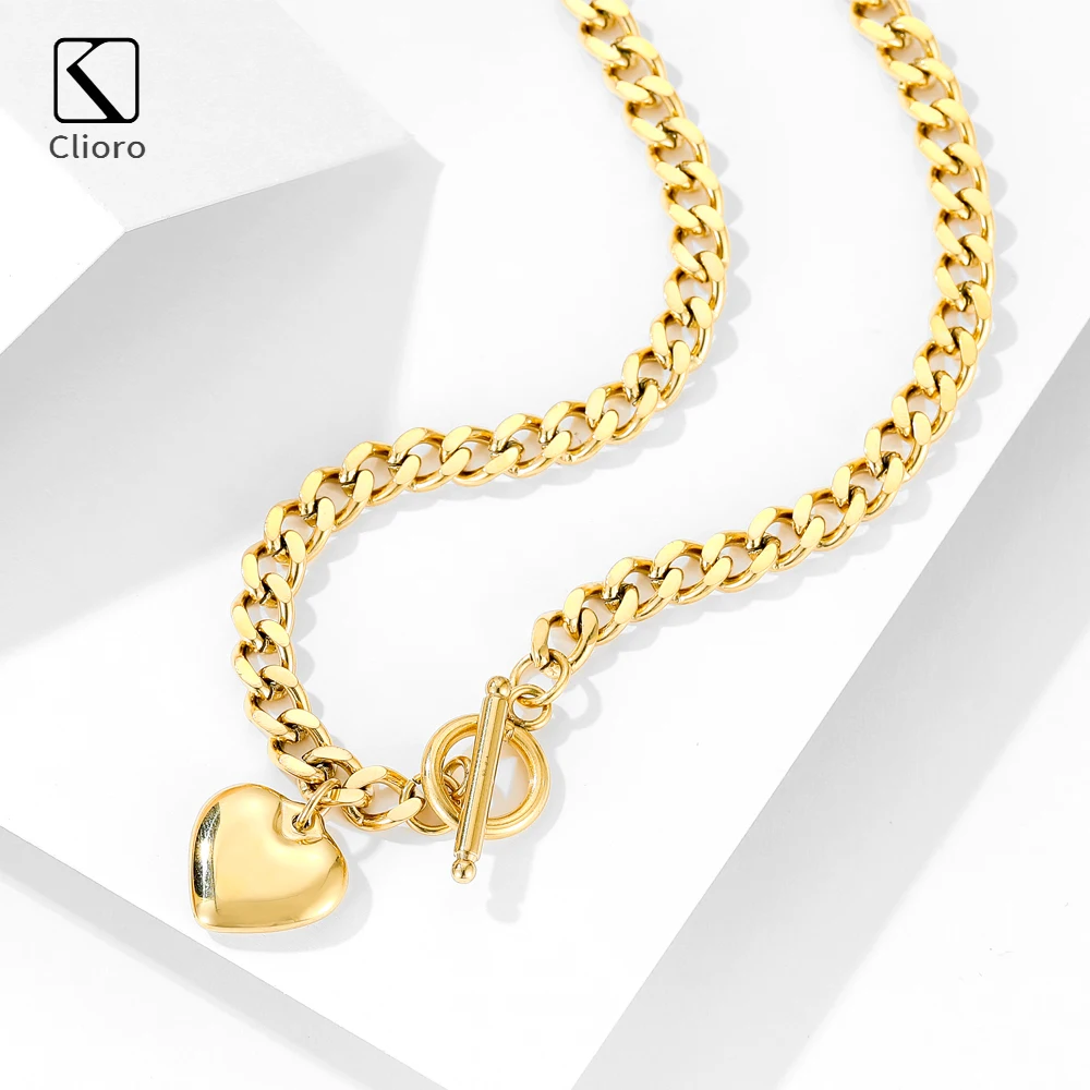 

blessed necklace Ins Amazon Retro Geometric 18K Gold Plated Titanium SteelStainless Steel Heart pendant necklace For Women Men