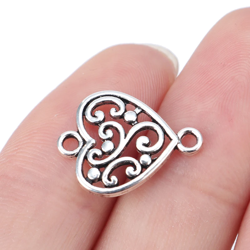 

Filigree Spiral Heart Connector Charms for DIY Necklace Bracelet Jewelry Making