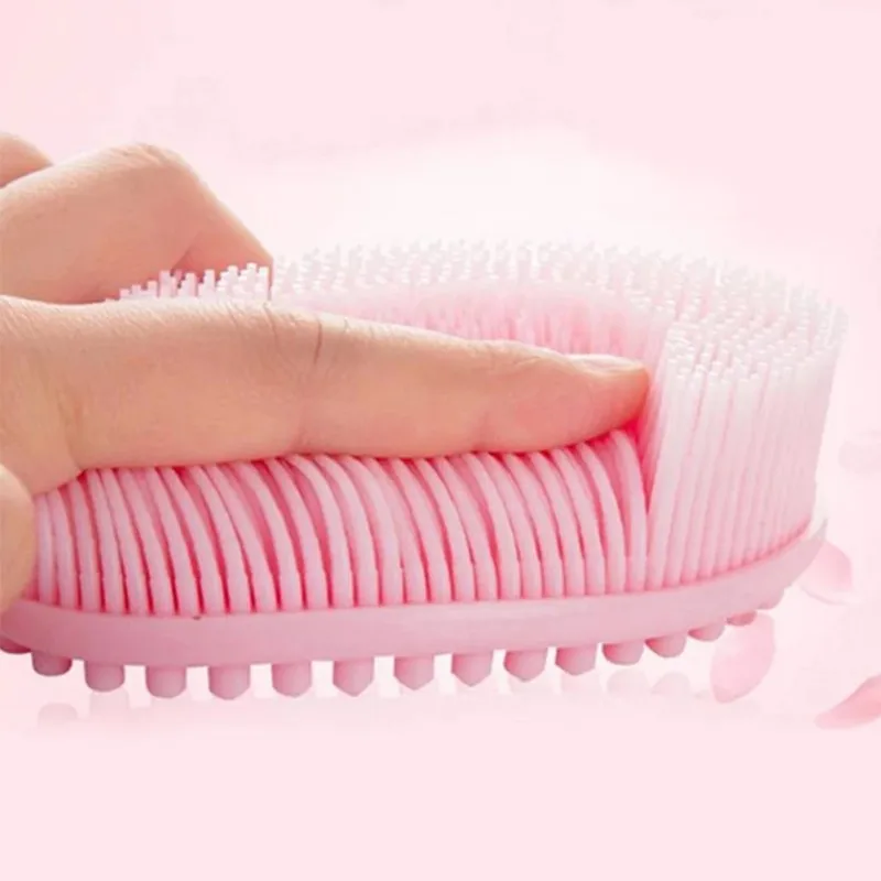 

Multifunction Exfoliating Wash Care Body Bath Brush Kids Hair Massage Brush Bathroom Silicone Cleaning Shower Brush, Blue, pink, green, purple, black