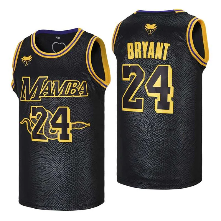 

Drop Shipping Sewn On Name Number MAMBA 24 Bryant Black Basketball Jerseys For Men, Custom accepted