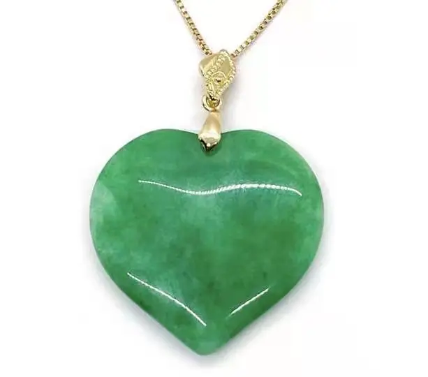 

2021ins hot selling fashion 18k gold plated green jade heart pendants diamond around heart pink necklace