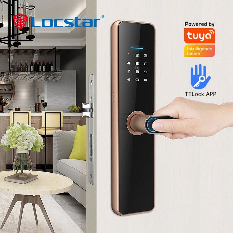 

Tuya Ttlock Wifi Electric Security Keys Digit Electronic Handle Fingerprint Door Smart Locks For Home Digital