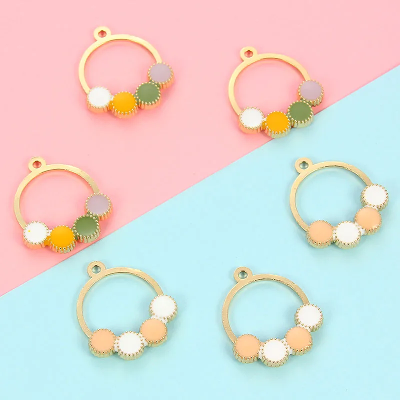 

Round drop oil charms marigold chip gold package pendant charm for bracelet necklace jewelry making accessories, Picture