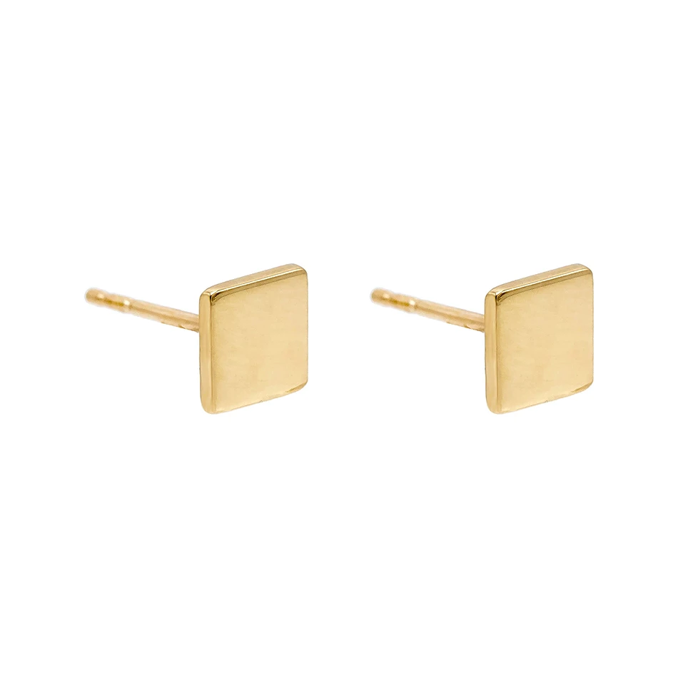 

925 Sterling Silver 18k Gold Plated Square Stud earrings For Woman Gold Plated Earrings