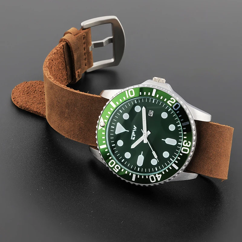

men quality watch 3atm pc32 date movement genuine leather strap