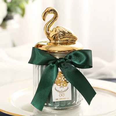 

2020 New Arrival Creative Mini Storage Jar Gold Bear Wedding Glass Clear Candy Jar With Lid