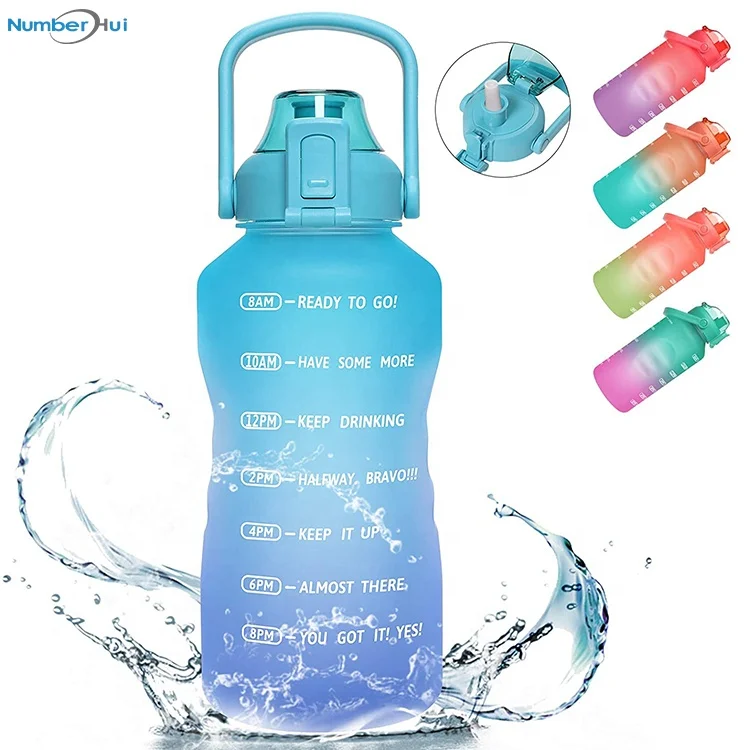 

Oem Customize cola Custom Logo Gym Kid Insulated Gallon Water Bottle With Time Marker Sport Motivational Plastic Water Bottles, Green+purple/ orange+blue/ pink+green/ custom color