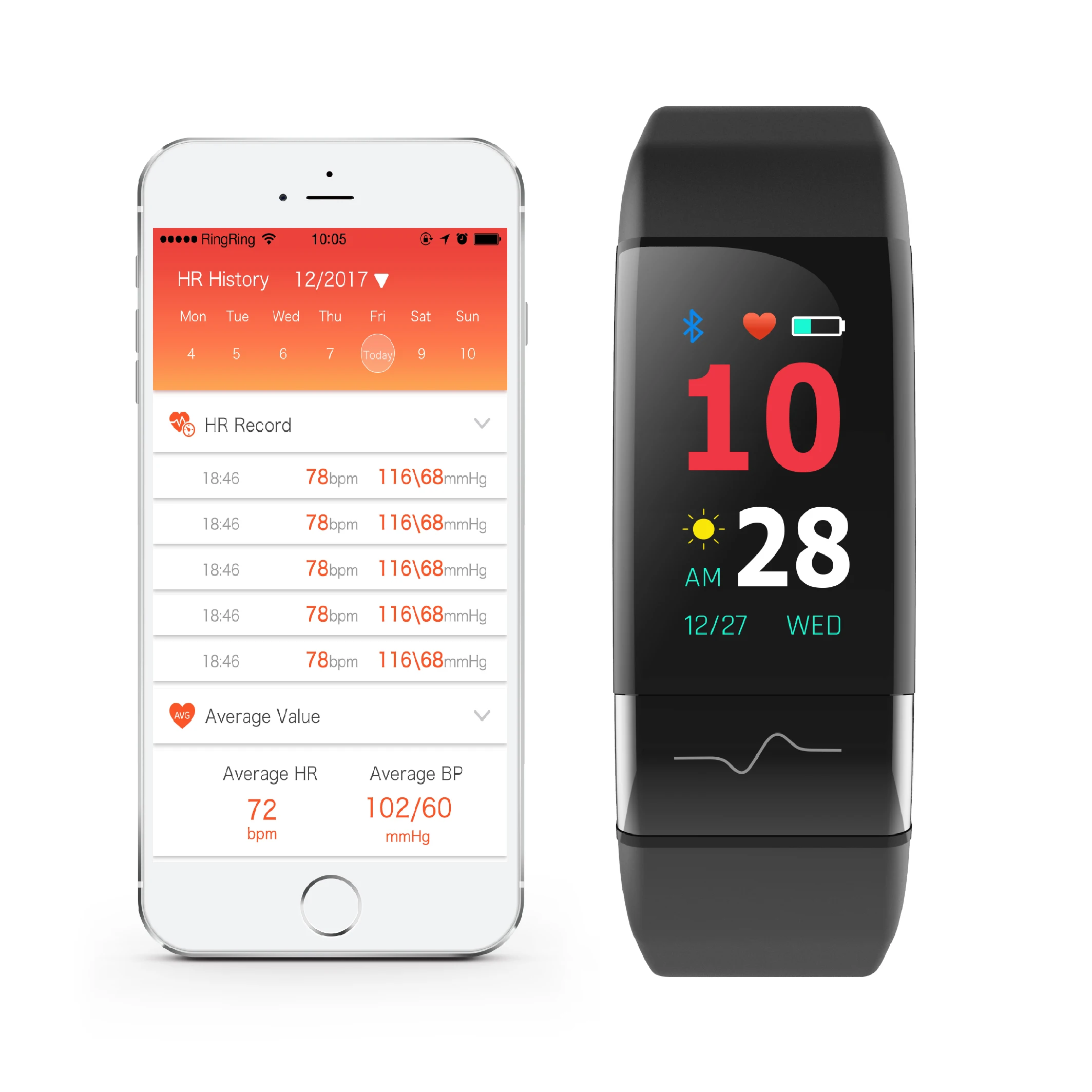 

J-Style OEM ECG smart bracelet with heart rate health tracker ECG PPG monitor for medical use, Black, blue, red or oem color