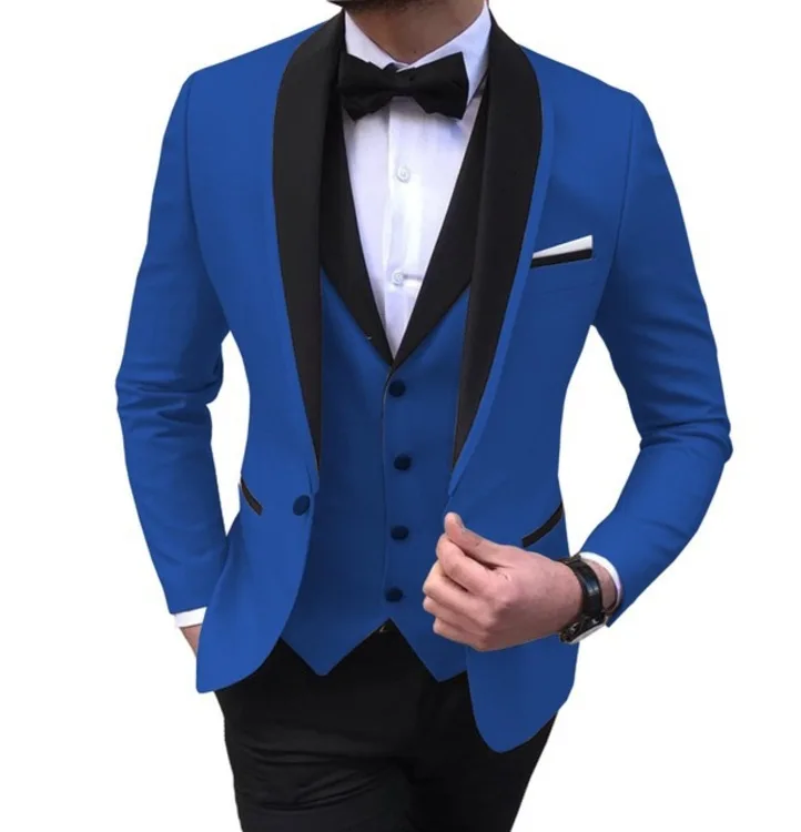 

2021 High Quality Men's Slim Fit Suits Tuxedo Wedding Blazer Suits 3 Pieces for Groom