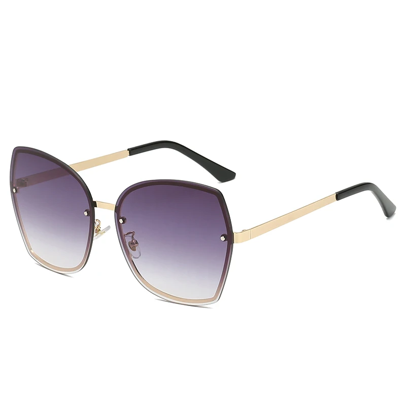 

Frameless Ocean Lens Women Sunglasses Custom Logo Design High Quality Metal Sun Glasses UV400 For Female