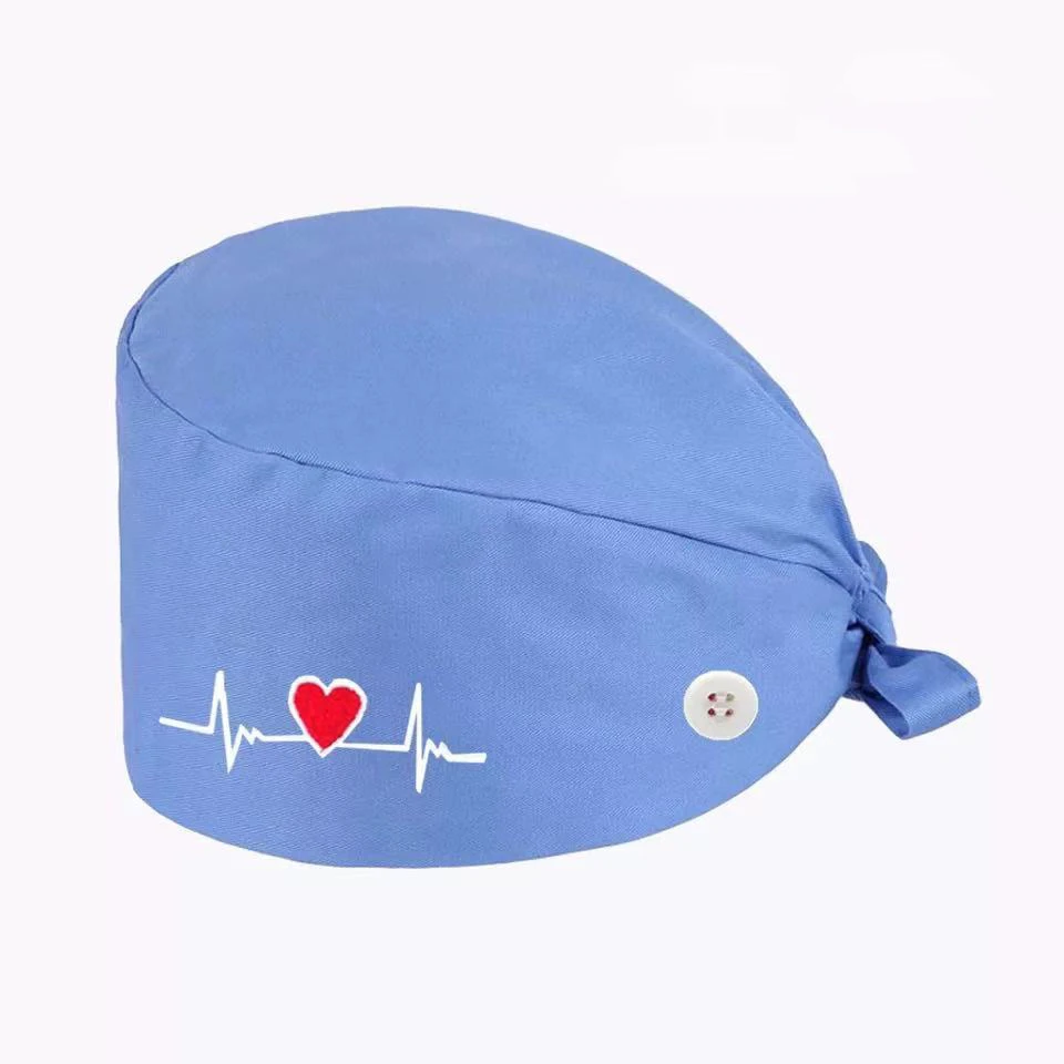 

Printed Adjustable Button Work Hat Beauty Nurse Doctor Uniform Accessories Working Caps, As picture