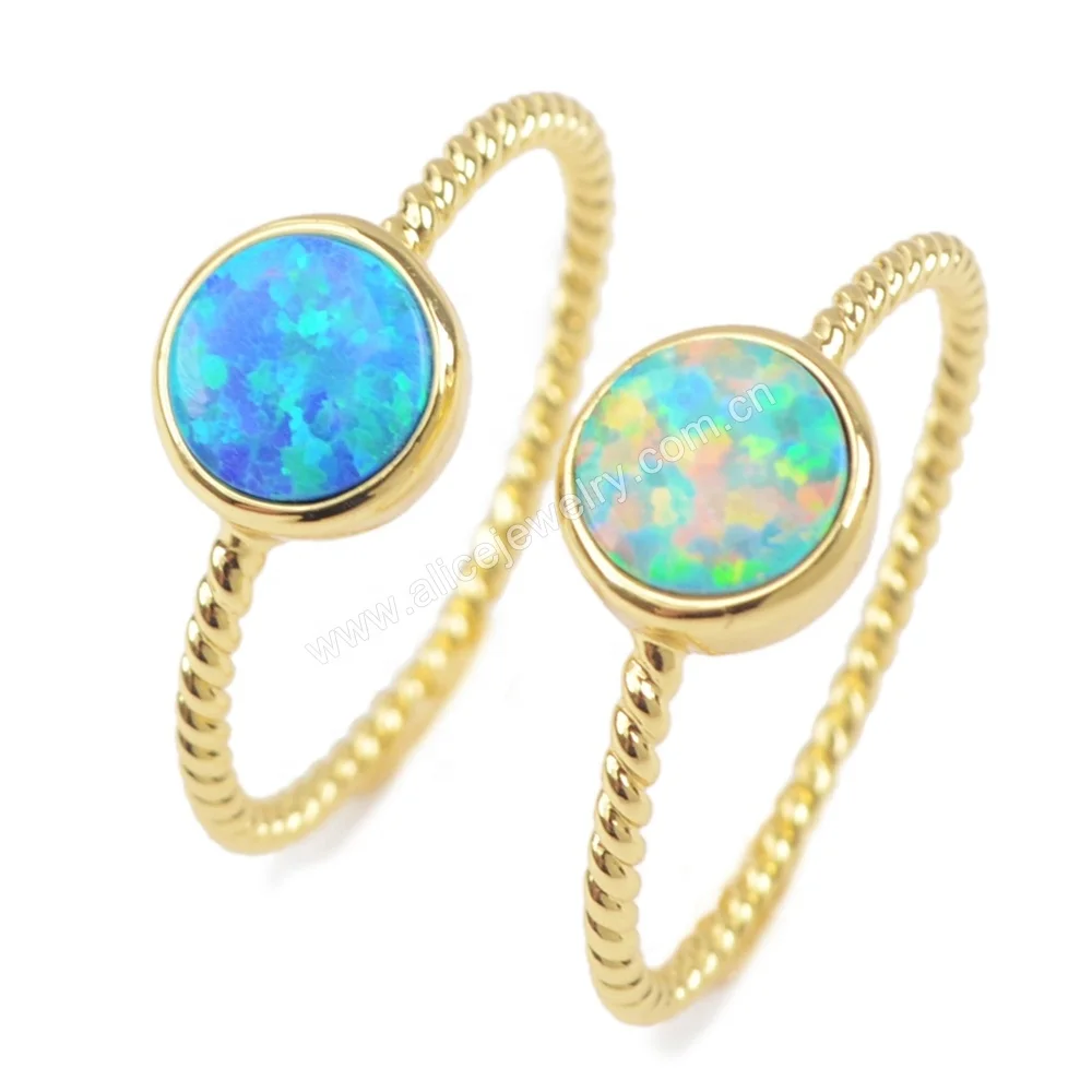 

ZG0245 Round Opal Ring Gold Plated Rings Jewelry Women