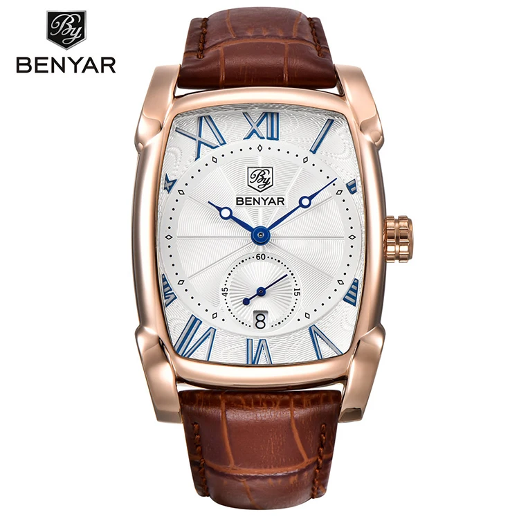 

2019 Luxury Brand BENYAR 5114M Men Quartz Sports Watch Military Leather Square Watch Manufacturer, 4 colors for choice