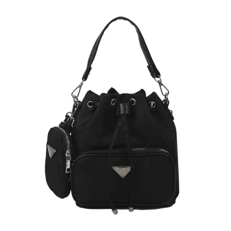 

2021 New Fashion Nylon Vegan Colors Ladies Bags Handbags Mini Mobile Phone Bags Drawstring Open Crossbody Shoulder Bag for women, Black, red, orange, blue, white
