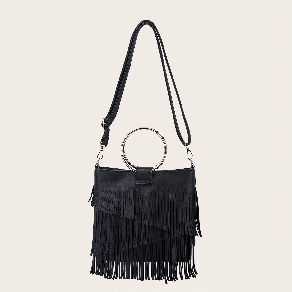 

Angelkiss European and American fashion new irregular tassel iron handbag shoulder handbag, Custom