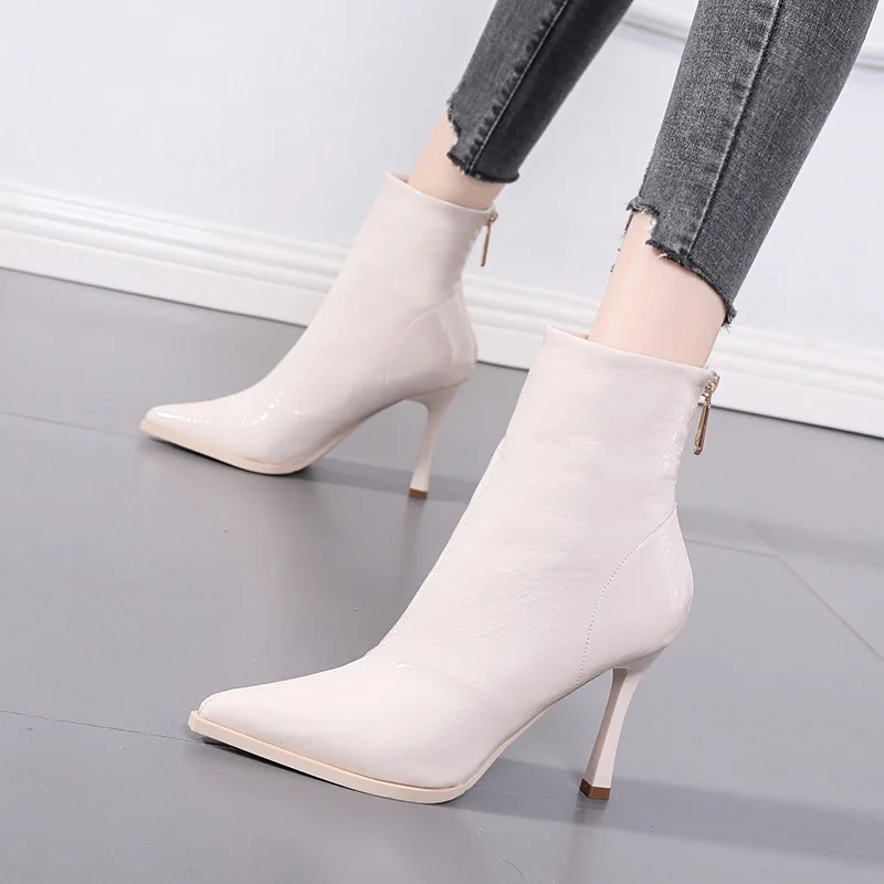 

Factory New Arrivals Women's High Heel Ankle Boots Pointed Toe Mid-tube Zipper Women's Comfortable And Fashionable Boots