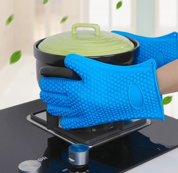 

100% Food grade silicone Super thick heat resistant grill BBQ gloves silicone oven gloves, Customized color