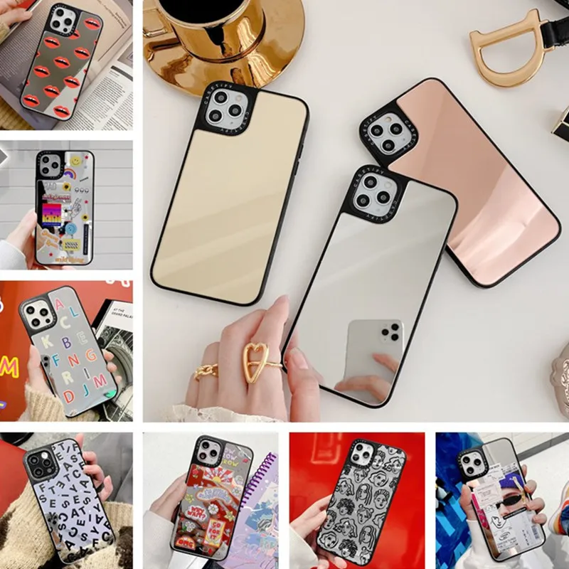 

Fashion makeup mirror phone case for iphone 12 Promax floral cartoon print for iphone 8plus xr shockproof phone mirror case