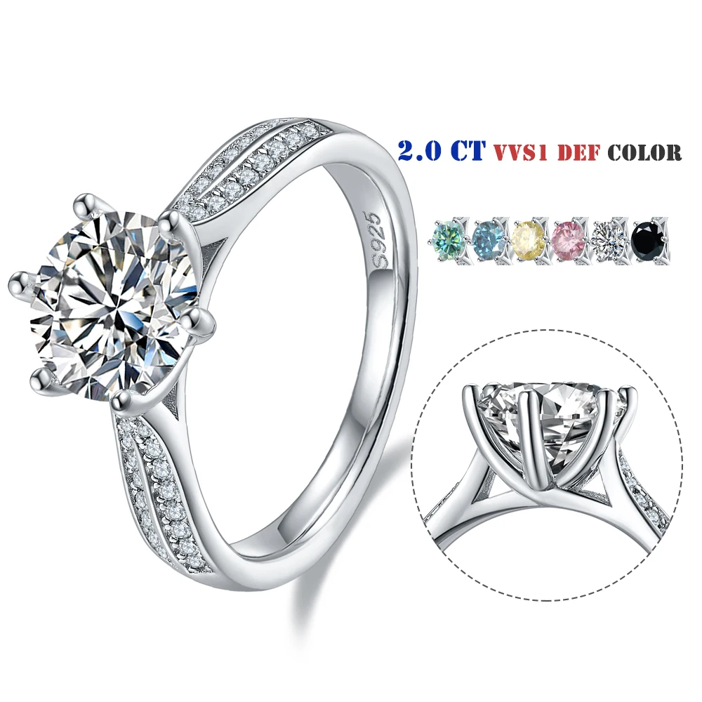 

Abiding Jewelry Wholesale Fine Jewellery 2 Carat Moissanite Sterling Silver 925 Finger Ring