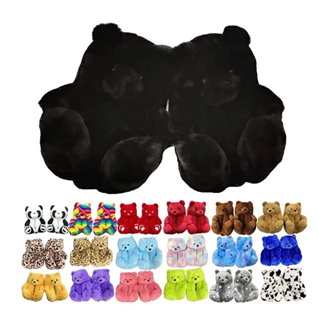 

2022 New Style children's platform slippers kids mommy and me teddy bear slippers women teddy bear personalized slippers