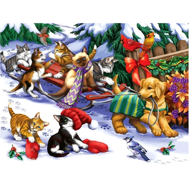 

Full Drill Diamond Embroidery Mosaic 5D DIY Custom Christmas Diamond Painting Animal Decoration Manual Art Kits For Kids