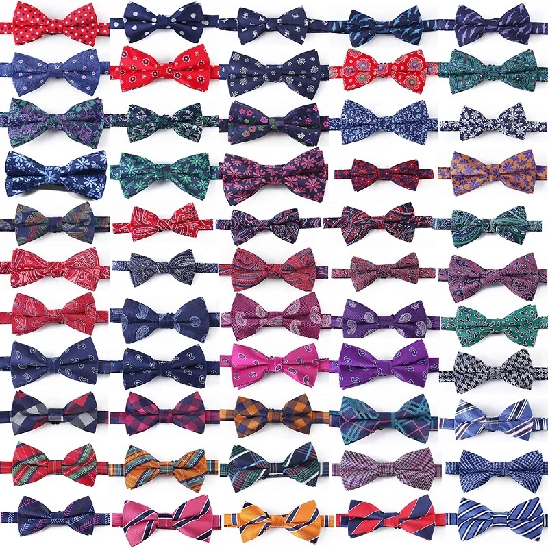 

100% Microfiber Bowtie Woven Checked Stripped Bow Tie Butterfly Wedding Dress Mens Formal Plaid Paisley Butterfly Blue