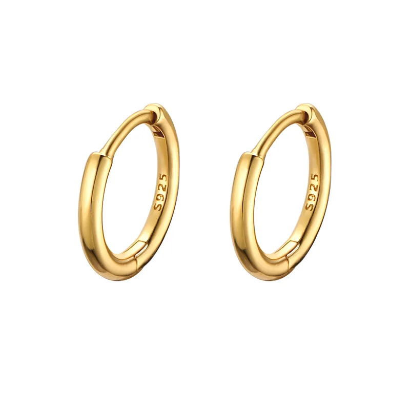 

Glossy Hoop Earrings 925 Silver Gold Color Earrings Piercing Accessory Trendy Huggie Female Hoops For Women