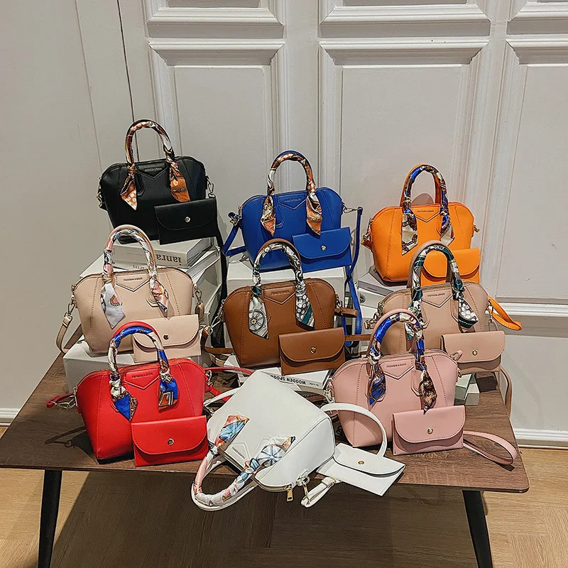 

Silk Scarf Decoration Brand Women Shoulder Bags High Quality Pu Leather ladies Handbags Girls crossbody tote bag 2022 purse, Black