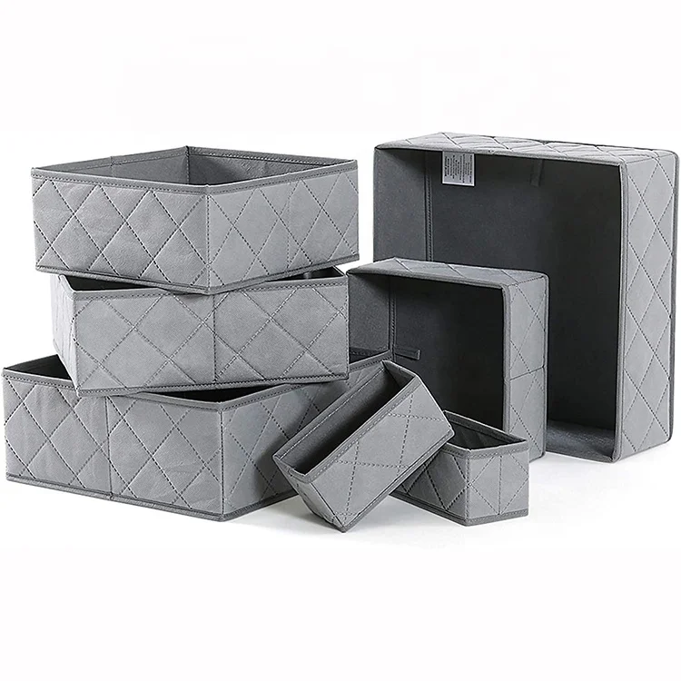 

6pcs Durable Thick Non-woven Fabric Underwear Storage Drawer Box, Customized color