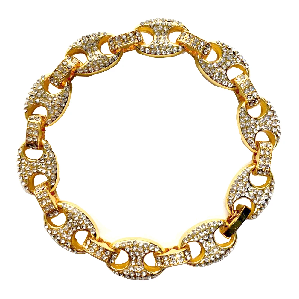 

Women's Men's Diamond Zircon CZ Hip Hop Fashion Coffee Bean Link Chains Bracelet