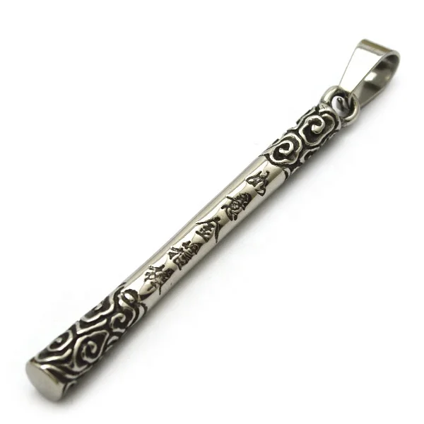 Creative Design Black Myth Sun Wukong Series Pendant Vintage Golden Cudgel Shaped Stainless Steel Antique Silver Plated Jewelry