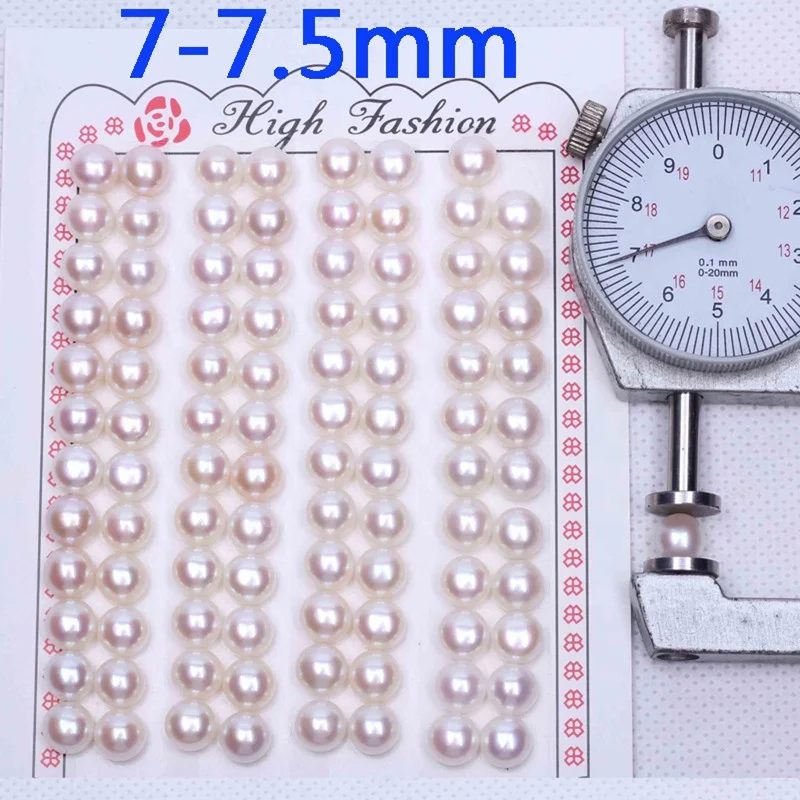 

7-7.5mm wholesale price half drilled freshwater pearls Beads big Button natural loose pearls for jewelry accessories