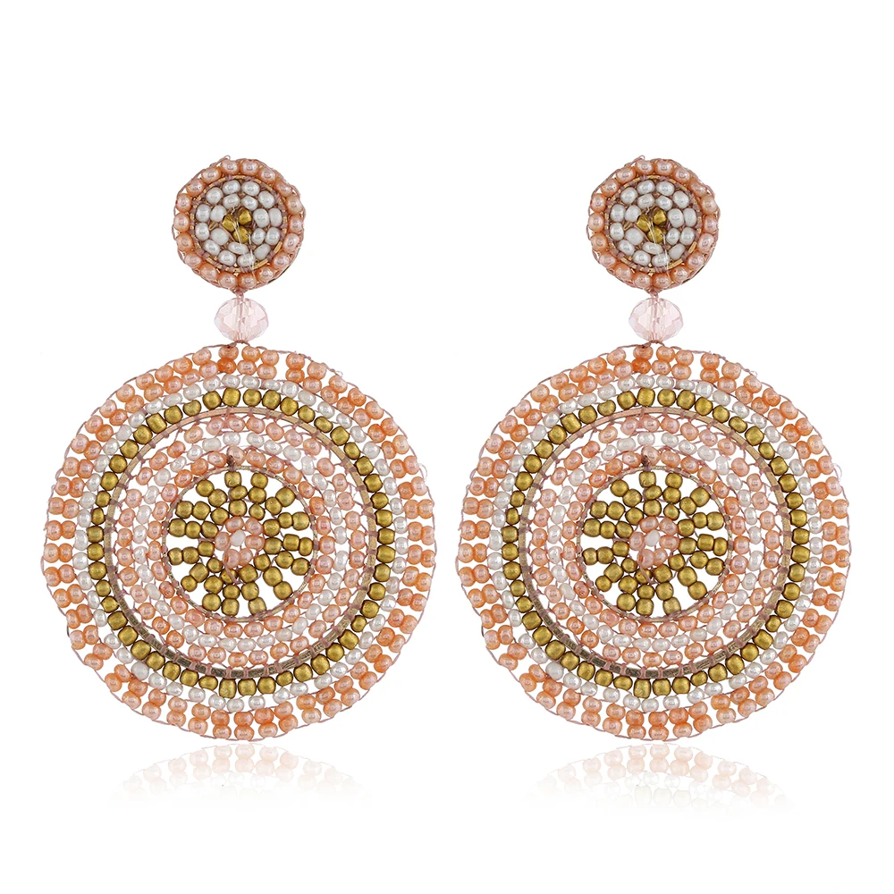 

Fashion Colorful bead round shaped earrings For Women Wholesale NS10019, As pic